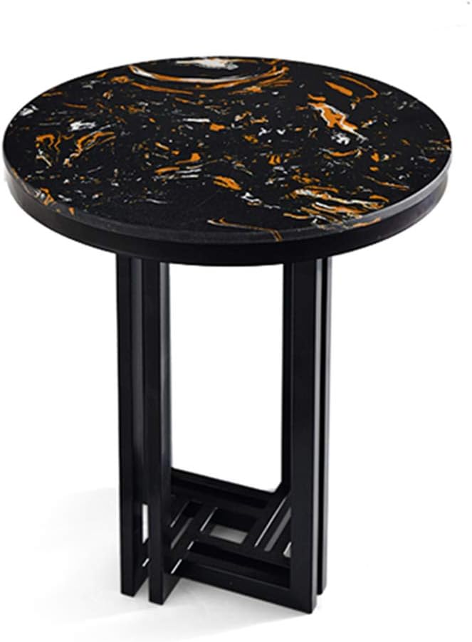 Telephone Table, Marble Sofa Side Table Nordic Luxury Round Coffee Table Telephone Table Bedroom Bedside Table Leisure Table 5062CM(Color:Silver)