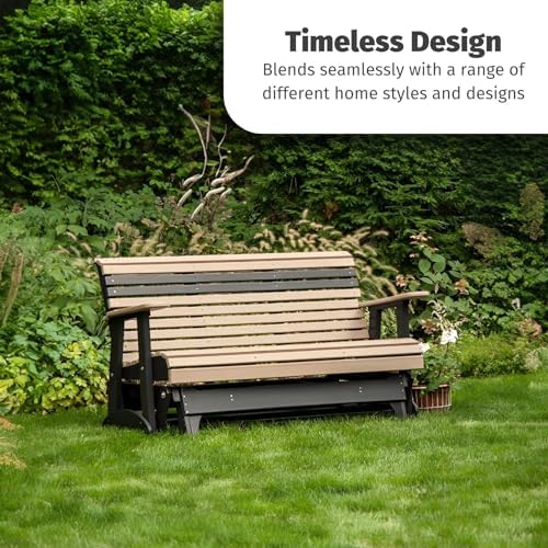 LuxCraft Plain Glider - 5' - Available in 14 Colors (Weatherwood on Black)