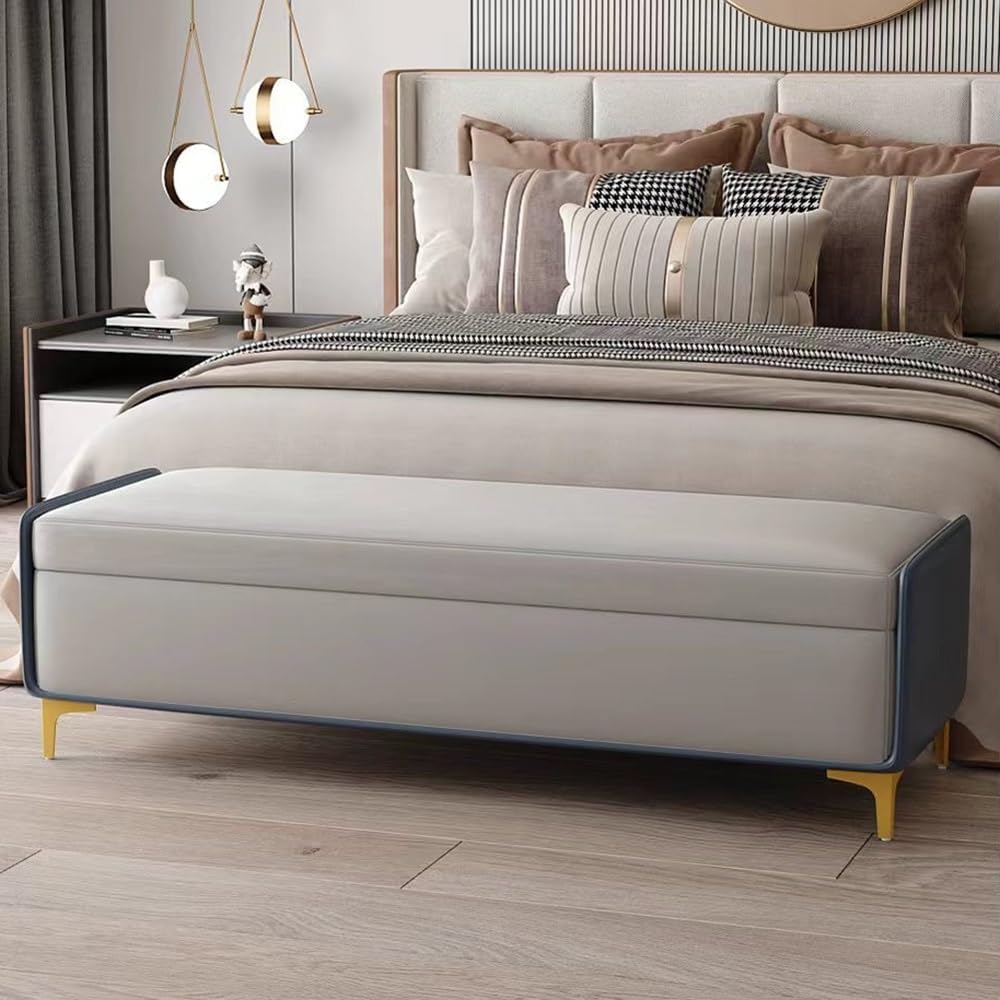 Modern Bed End Stool Bedroom Shoe Changing Entrance Bench Clothing Store Cloakroom Rest Sofa Storage Entryway(Yellow,Medium)