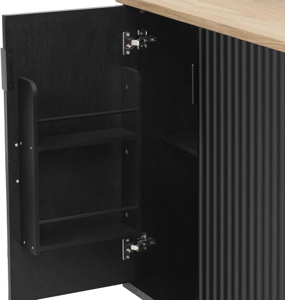 Isla para Cocina with Drop Leaf Height-Adjustable Shelves, Island for Kitchen with Wheels Towel Rack, for Kitchen, Dining Room, Black