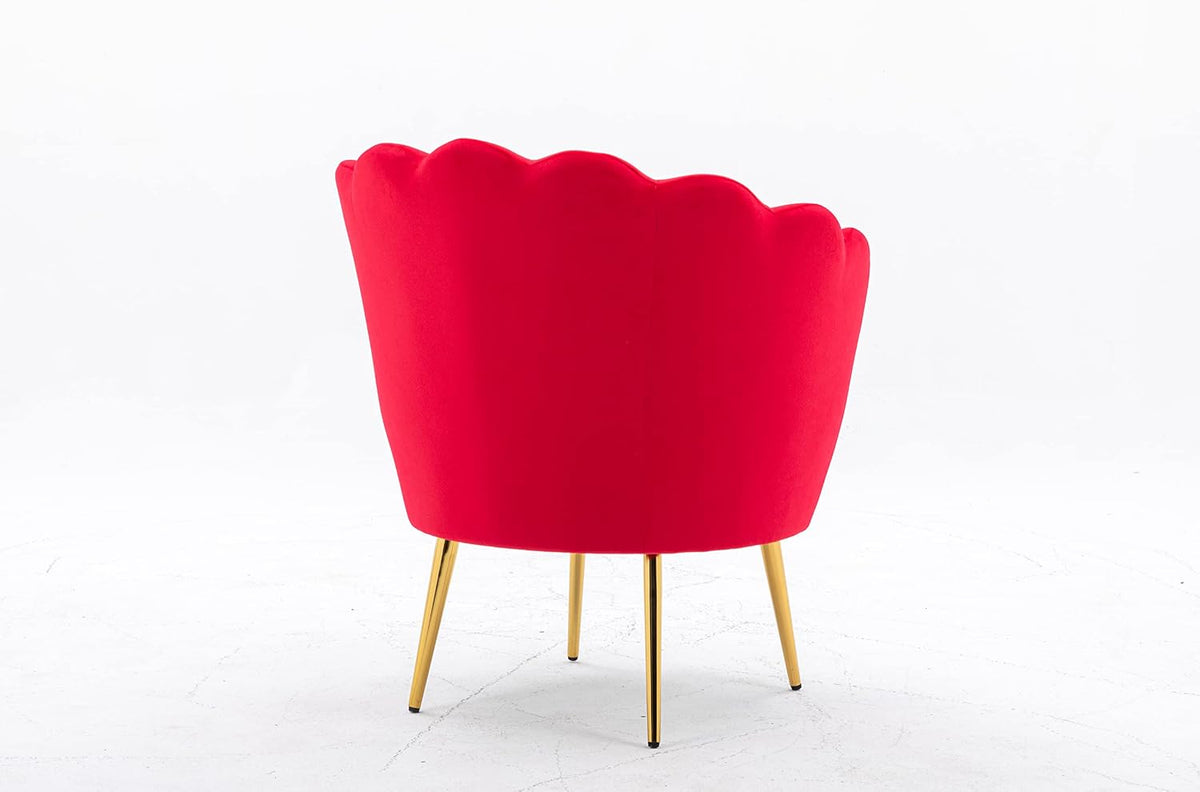 Modern Accent Velvet Chairs Comfy Upholstered Vanity Chairs for Bedroom Armchair Dining Chairs with Golden Metal Legs Desk Chair Makeup Chairs for Living Room (red)