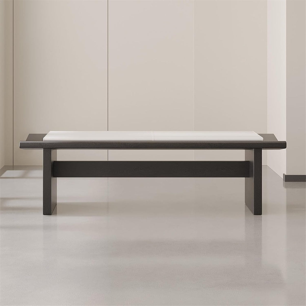 Modern Wooden Long Shoe-Changing Bench for Bedroom Dressing Room Leather Bed end Upholstered Entryway(Medium)