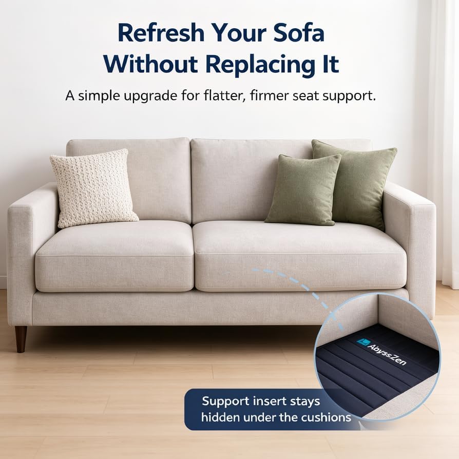 Iron Couch Cushion Support Board-21.5x70" Ultra-Thin Heavy-Duty Steel | Stronger to Fix Sagging Couch Support, Invisible&Lasting Than Wooden Sofa Supports,Adjustable Foldable for 2–3 Seater Couches
