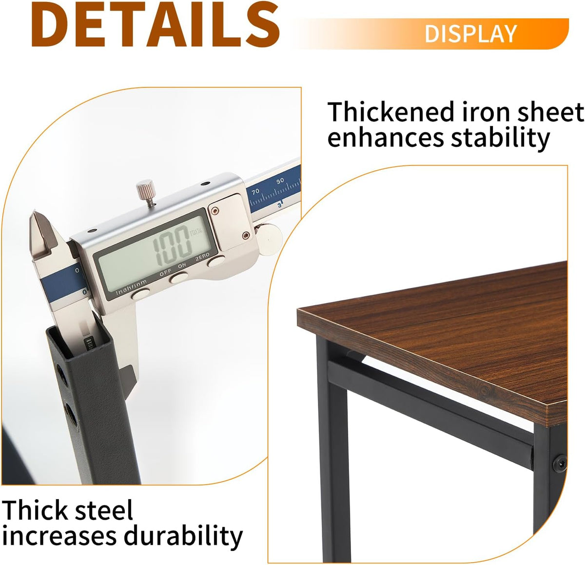 C-Shaped End Table,Small Side Tables for Sofa and Bedside,Sofa Table with Metal Frame for Sofa, Living Room, Bedroom, Office,Brown and Black