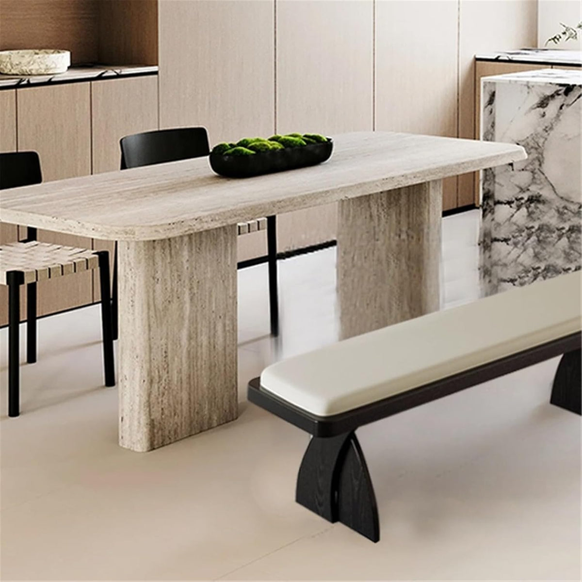 Modern Wooden Long Bench at The Foot of The Bed in The Bedroom Dressing Room or Home Use Leather Shoe Changing Entryway(XS)