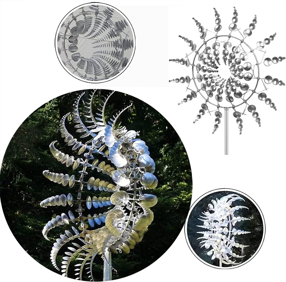 Metal Windmill, Wind Spinners for Yard and Garden, Pinwheels, Silver, Kinetic