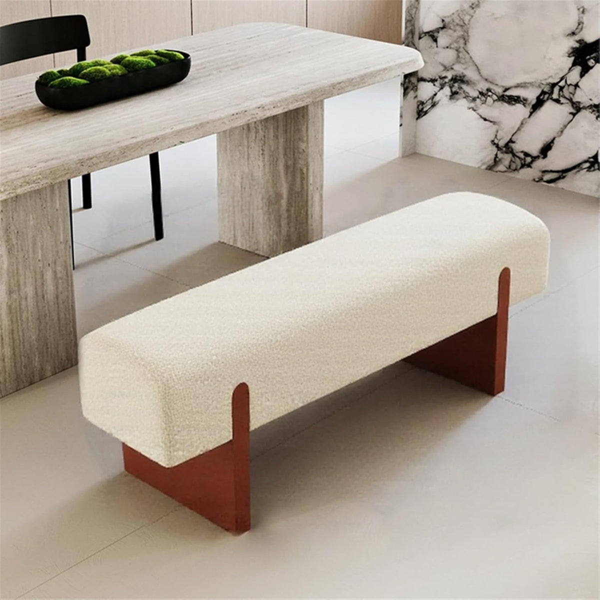 Modern Wooden Bed end Bench Dining Table Upholstered Shoe Changing Dressing Room Rest Area Entryway(Small)