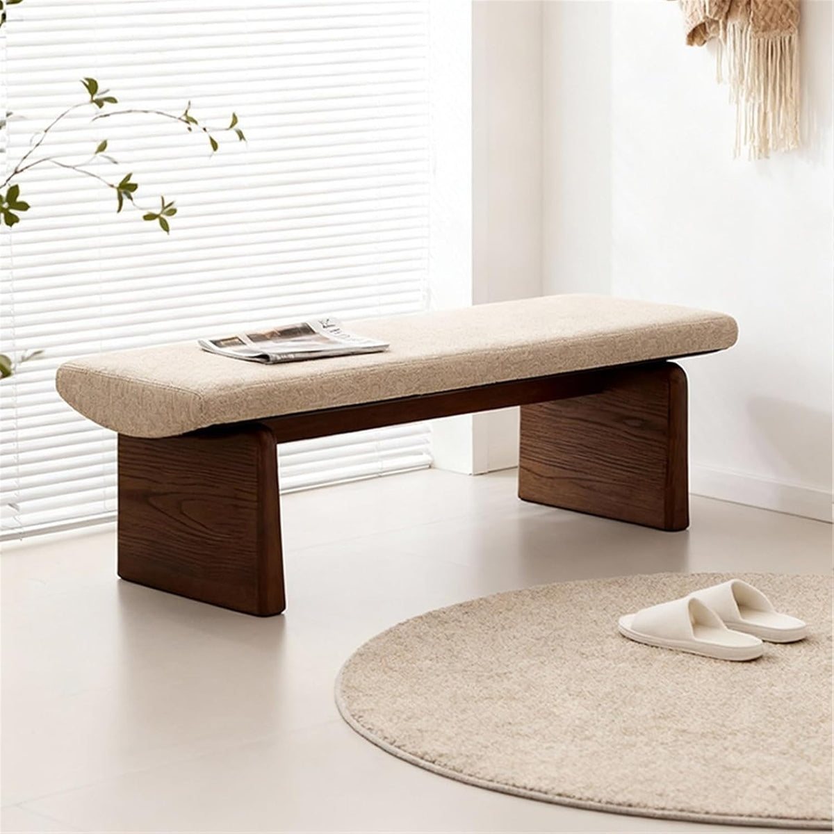 Modern Wooden Sofa Bedroom Bed end Bench Hotel Leisure Entryway(XS)