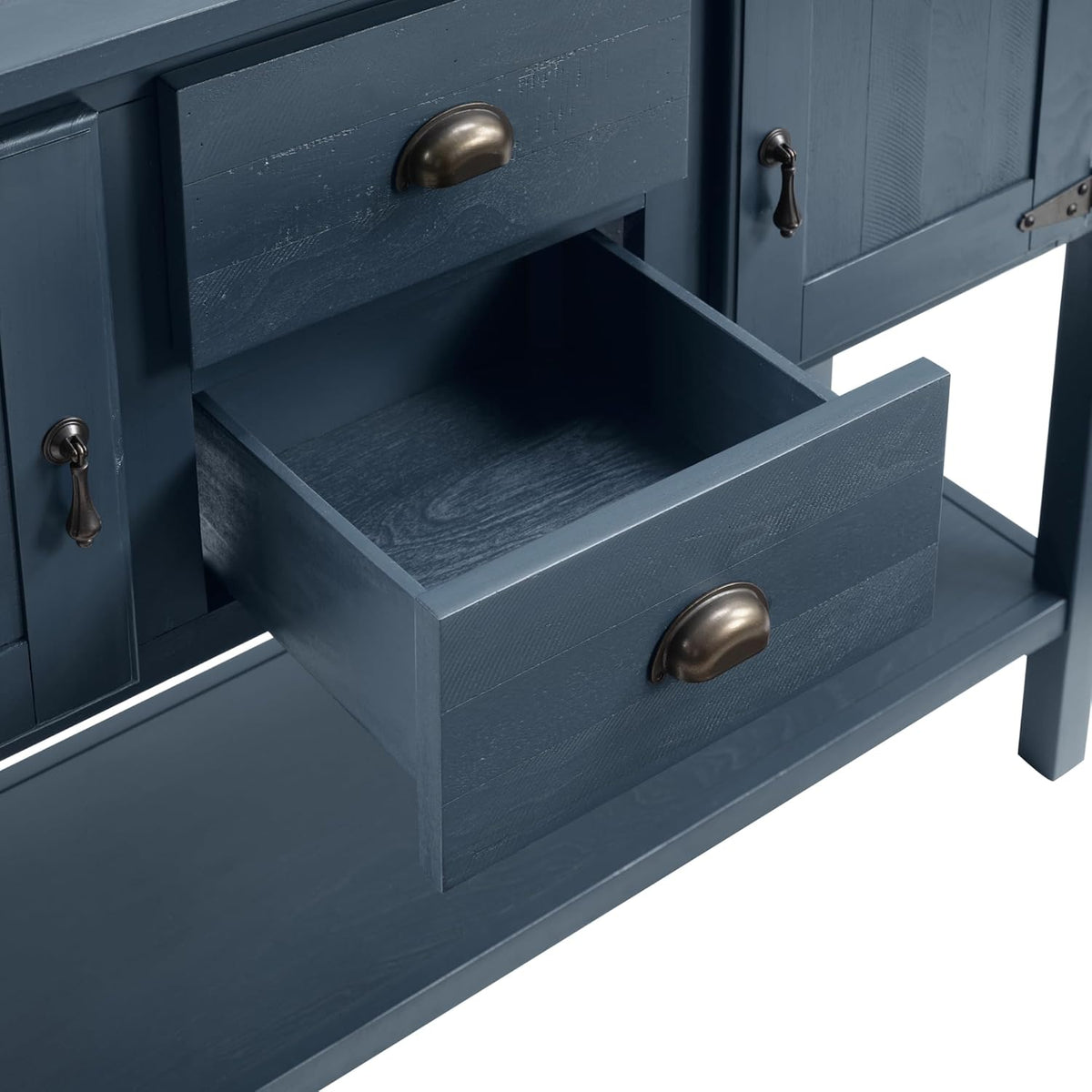 LKTART Solid Wood Farmhouse Console Table,Sofa Table with Storage Drawers and Shelves,Entryway Table for Entry Hallway Foyer Sofa Side Table,EasyAssembled (48" Navy Blue)