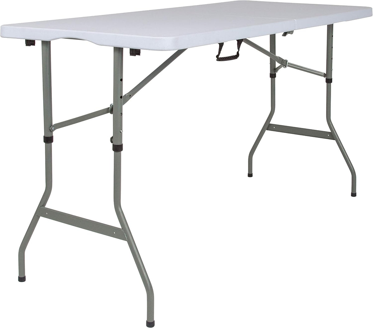 EMMA + OLIVER 5-Foot Granite White Adjustable Bi-Fold Plastic Folding Table | Lightweight, Easy Storage, Event and Banquet Table