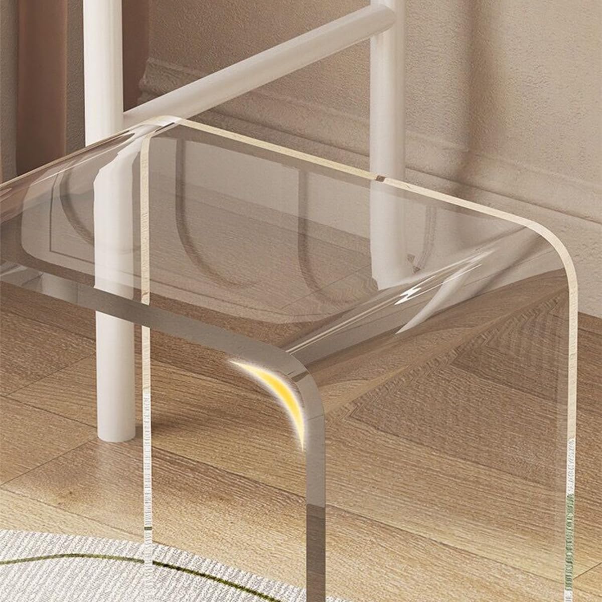 Acrylic 15 Inch Small Stool Set of 2,Multi-Use as Shower/Water-Resistant Stool,Clear Footstool for Bathroom, Seating and Placing Items (10.6" D x 15.7" W x 14.1" H(2PCS)