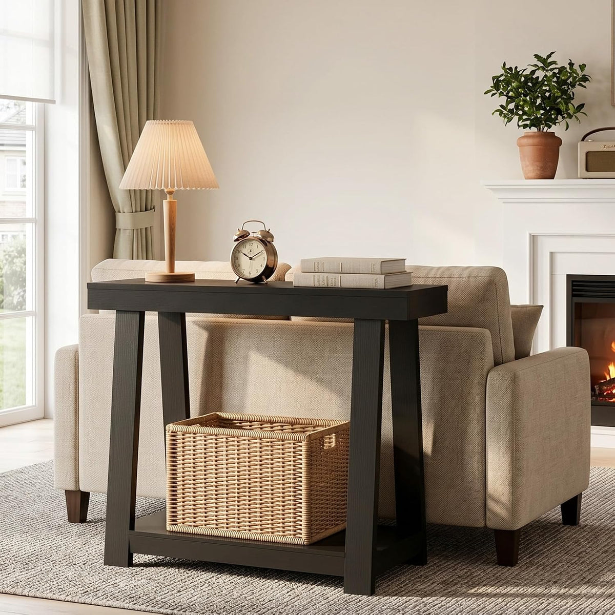 36" Narrow Console Table - 500lb Capacity 2-Tier Entryway Table, 2.6" Thick Top, Easy Clean & 15-Min Assembly, Sofa Table for Small Spaces