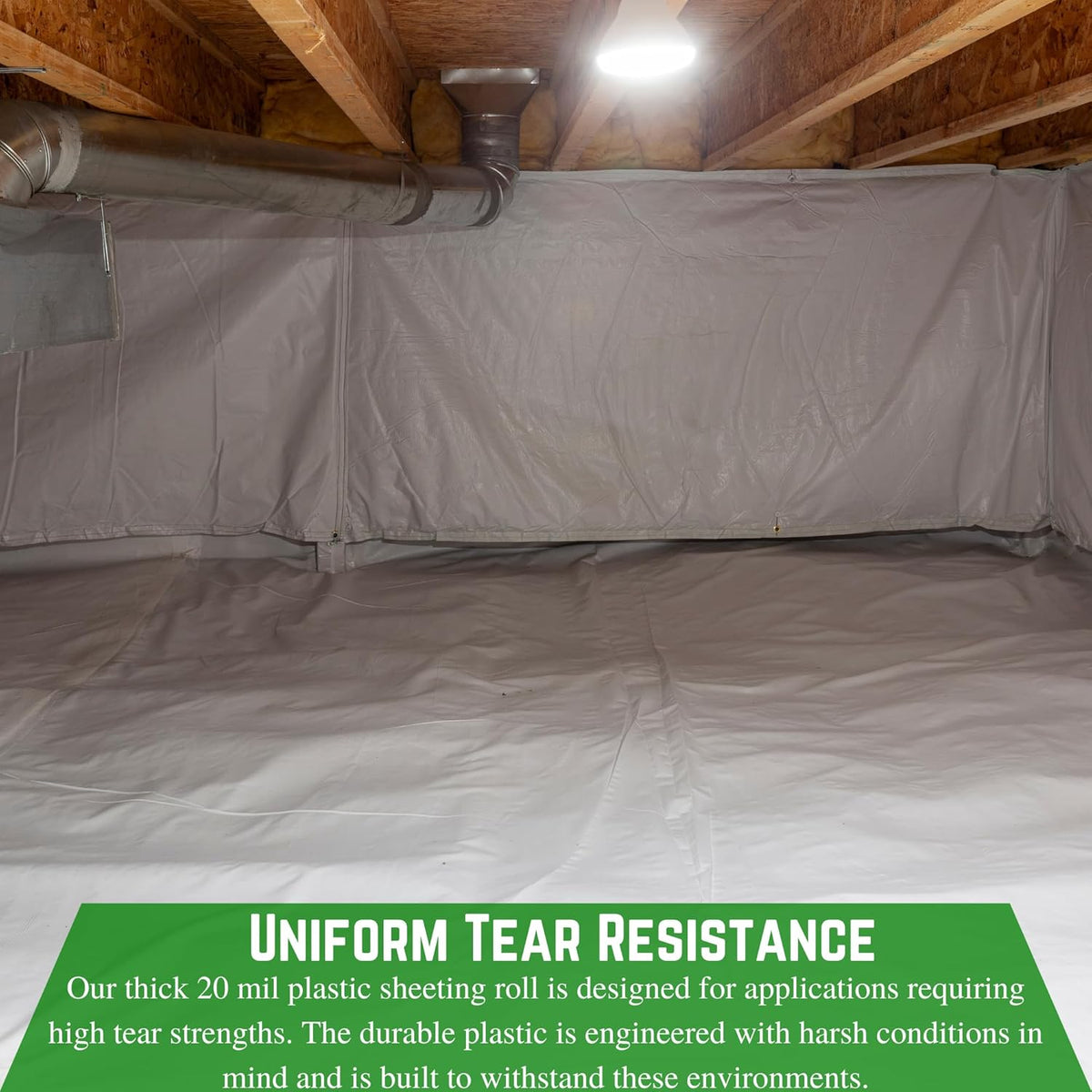 Farm Plastic Supply - Crawl Space Vapor Barrier, 20 mil - Thick Plastic Sheeting, Drop Cloth Moisture Barrier for Crawl Space Encapsulation, Heavy Duty Polyethylene, Black & White Film(24' x 100')