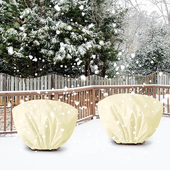 8 Pcs Plant Covers Frost Protection Bag 39.3" x 19.6" Winter Reusable Plants Jacket with Drawstring Shrub Protection Wraps Bags Frost Blanket for Winter Outdoor Garden Plants