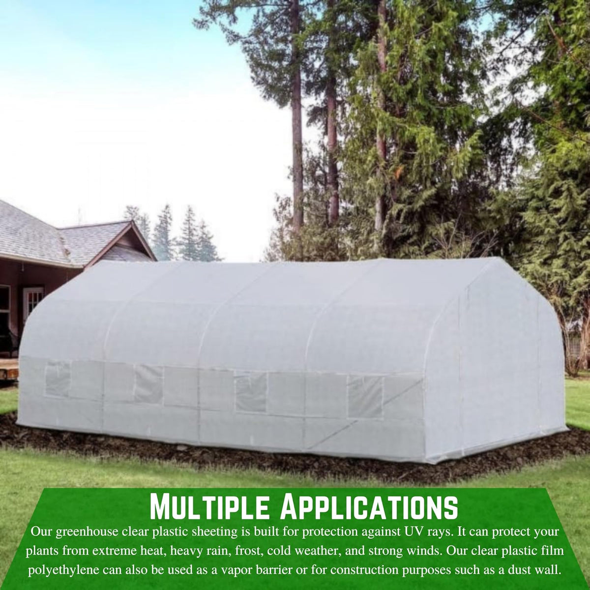 Farm Plastic Supply - String Reinforced 4 Year UV Resistant 10 mil White Greenhouse Plastic Sheeting - 4 Year UV Resistant Polyethylene Greenhouse Film, Hoop House Green House Cover (16' x 75')