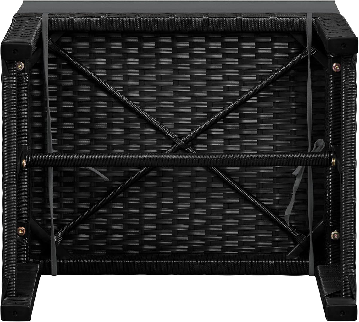 Yaheetech Wicker Ottomans, Set of 2 Footrest with Removable Cushion, 2pcs PE Rattan Side Table Additional Seating Multipurpose Outdoor Furniture for Patio, Backyard, Black/Gray