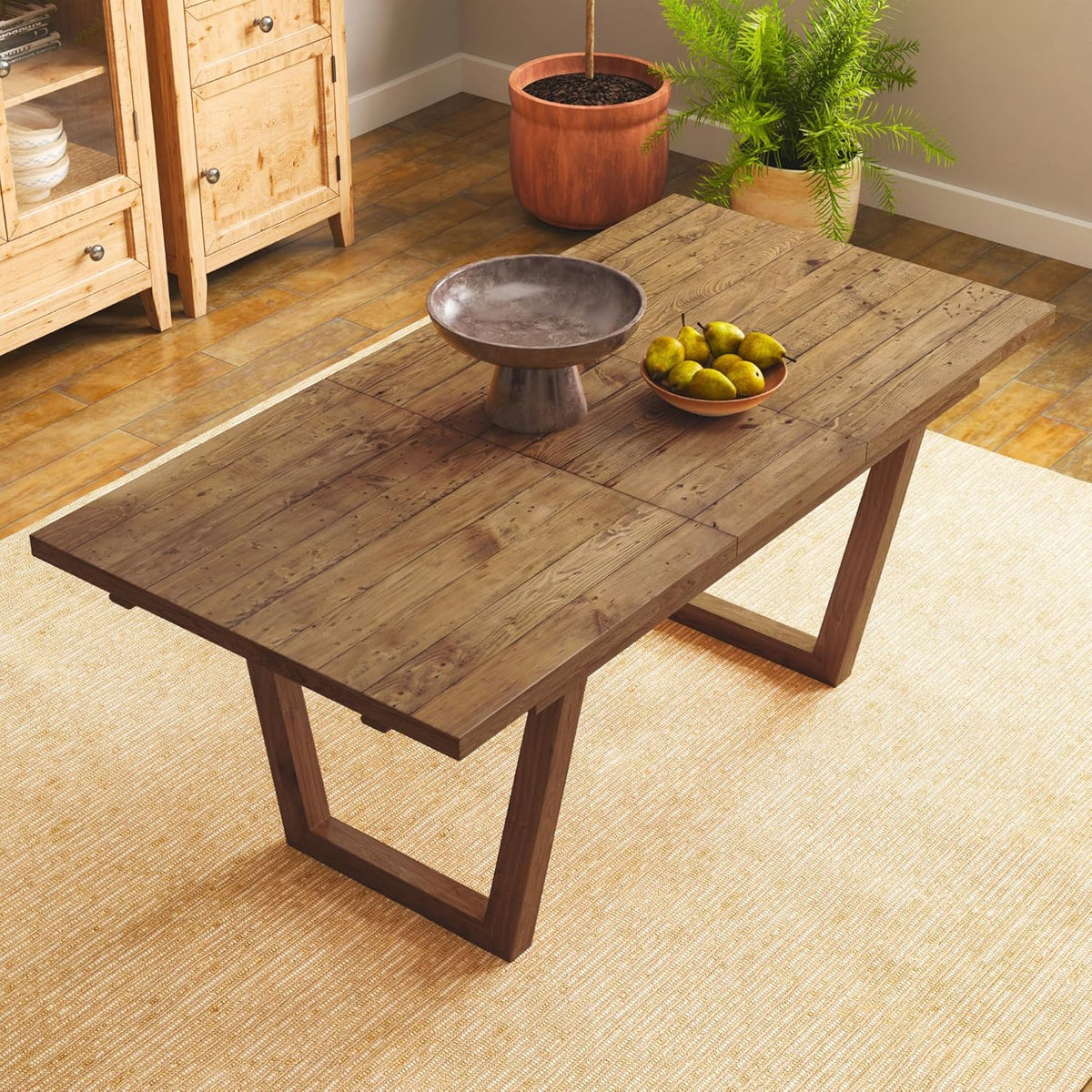 55-70.5" Extendable Dining Table Pine Expandable Dining Room Table for 4 6 8 People Large Rectangle Table Space Saving for Dining Room Living Room Home Office,Walnut