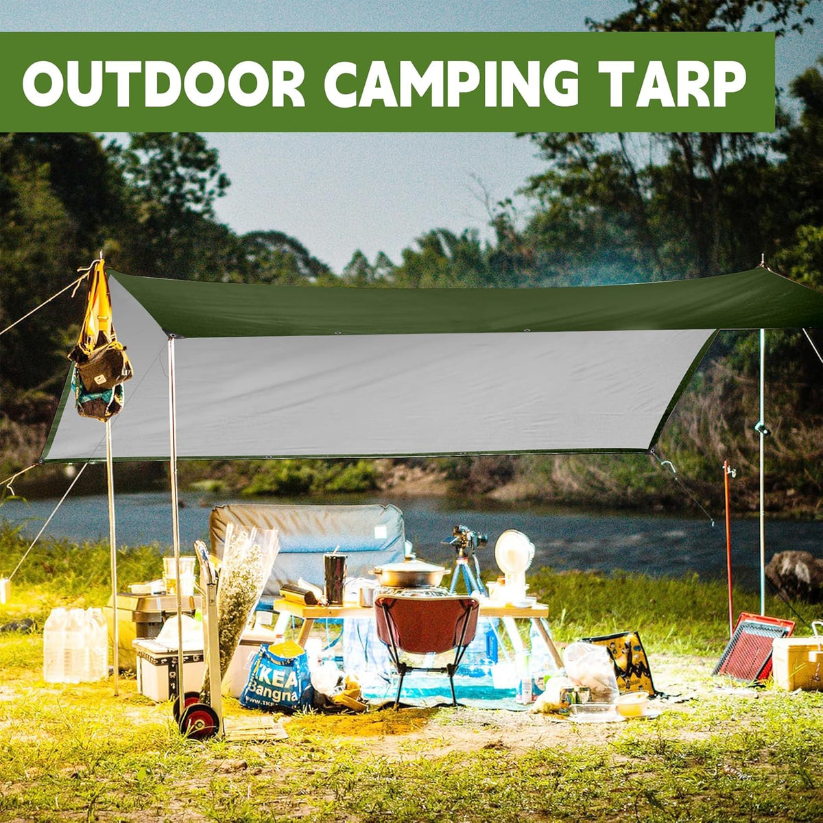 Green/Silver Heavy Duty Waterproof Tarp 5x7FT(2pack), 12mil Thick,Multifunctional tarp Whit Tear&Fade Resistant,UV Resistant,with Grommets and Reinforced Edges.