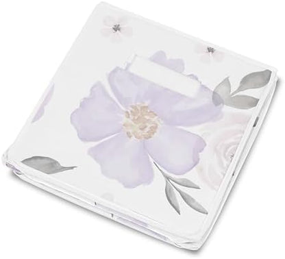 Sweet Jojo Designs Purple Watercolor Floral Girl Small Fabric Toy Bin Storage Box Chest For Baby Nursery or Kids Room - Lavender, Pink and Grey Shabby Chic Rose Flower