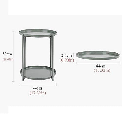 Telephone Table, Tray Metal End Table,Side Table Round Tray,Removable Tray Outdoor & Indoor Drink,Snack Coffee Table,Telephone Table,3 Colors,2 Layers (Color:White,Size:1