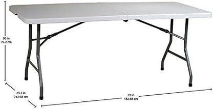 Office Star Resin Rectangle Center-Folding Portable Table for Picnics, Camping, and Tailgating, 6 Feet