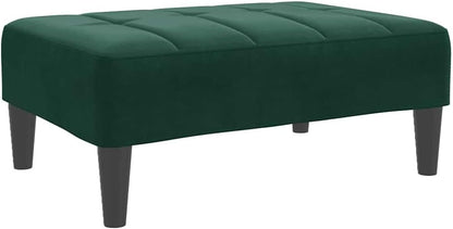 Velvet Footstool Dark Green 30.3x21.7x12.2 Inches, Stable Plywood Frame Footrest for Sofa or Recliner, Cozy and Compact Stool for Living Room