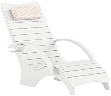 Pool Lounge Chairs with Armrest & Cup Holder, 8-10in Shallow Water | HDPS Fade Resistant, Headrest, 330lbs Capacity, Outdoor Beach Deck Sun Tanning Lounger, White
