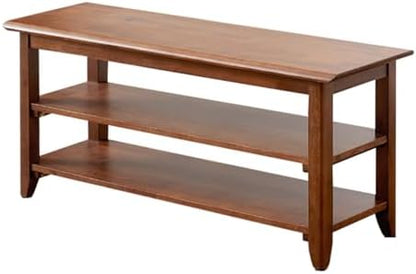 XKZG Shoe Rack Bench Wooden Shoe Storage Bench Entryway Bench, Brown, 39.4" | Rubber wood, Shoe Bench for Entryway, Living Room, Bedroom, Balcony, 39.4"W x 11.8"D x 16.5"H