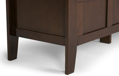 SIMPLIHOME Adams 48" Wide Solid Wood Storage Bench in Medium Brown
