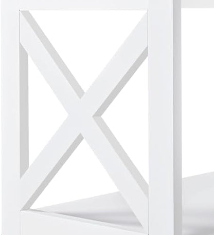 Yaheetech 42"L White Console Table 3-Tier Narrow X-Frame Open Storage Shelf | Sofa Table for Entryway, Hallway and Living Room, Slim 14" Depth, Powder-Coated MDF, 88 lb Top Load, Easy Assembly