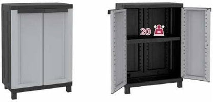 Terry 1002709 Wardrobe Low Plastic, Grey/Black
