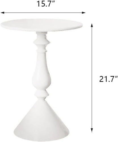 End Table, Small Side Table Round Drink Table for Living Room, Modern Coffee Table for Small Space, Round Nightstand for Plant, Books, Drink, Indoor, Outdoor, White