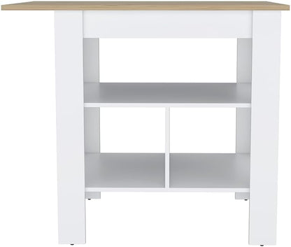 Kitchen Island Pompeya with Three Shelves White Finish | Three-shelf design with white finish and particle board construction