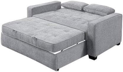 Serta Ainsley 66.5" Convertible Sleeper Loveseat, Full Size, Dreamcoil Comfort, Soft Woven Fabric, Light Grey