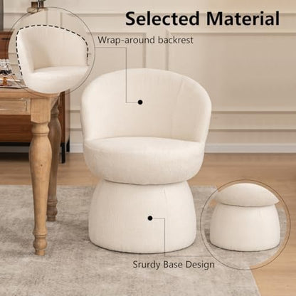 Kidol & Shellder Swivel Accent Chair Set of 4 Modern Comfy Swivel Barrel Dining Chair Upholstered Armchair Single Sofa Side Chairs for Dining Room Living Room Bedroom White