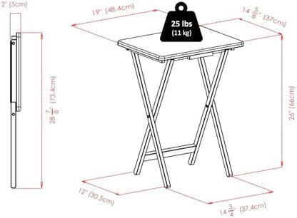 Winsome Alex Set of 2 Foldable Snack Tables, White | Easy to Store Small Portable Fold Up Table Set for Kitchen, Living Room TV Dining, Crafts, Puzzles, Work From Home