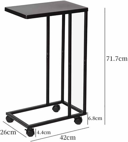 C-Shaped Sofa Side Table, Couch Side Tables That Slide Under, C Table End Table with Wheels, Strong Load-Bearing Capacity and User Friendly Design for Living Room and Bedroom Use,Black
