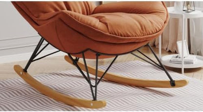 Leisure Single Sofa Rocker, Upgraded Breathable Glider with Removable Washable Seat Pad, Accent Chair for Bedroom Living Room & Small Space, Brown