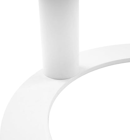 C-Shaped Round End Table for Couch, Mental Side Table Sofa Tables Slide Under Couch for with O-Shaped Base for Small Space, White