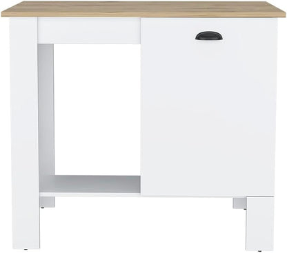 Kitchen Island Shoproni One Drawer White Finish with Multicolor | White kitchen island with one drawer for extra storage and counter space