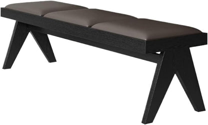 Modern Retro Wooden Upholstered Dining Table Cloakroom Shoe-Changing Stool Bedroom Bed-end Entryway(Small)