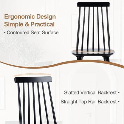 DUHOME Dining Chairs Set of 2 Wood Dining Room Chair Black Spindle Side Kitchen Room Country Farmhouse Chairs Black
