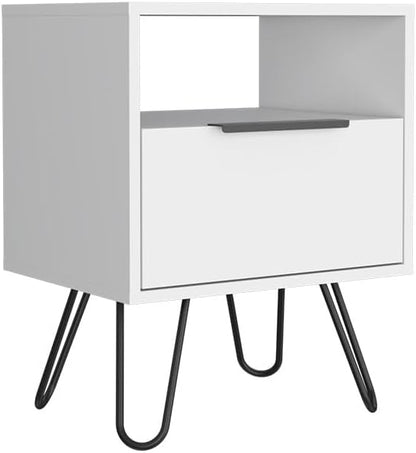 Nightstand, Single Drawer, Hairpin Legs,for Small Spaces