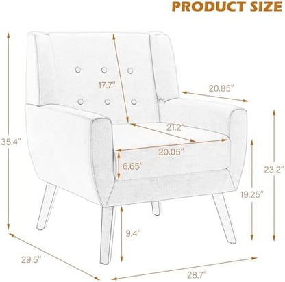 Accent Chairs Set of 2, Velvet Upholstered Armchair, Orange | Mid Century Modern Living Room Chair, Button Tufted Wingback Chair with Removable Cushion, Bedroom Side Reading Seat