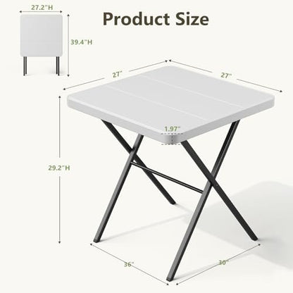 Folding Table Set with 2 Pack Folding Chairs, No Assembly Portable Event Table and Chairs Set, Heavy Duty Foldable Card Table and Chairs for Outdoor, Camping, Patio, Picnic, Dining, Indoor(White)
