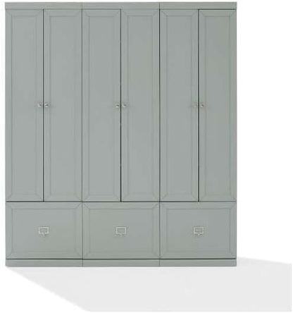 Maykoosh Country Cottage 3-Piece Entryway Set with 3 Pantry Closets, Gray - 12.5 x 66 x 74 inches, Ample Storage Space, Pantry with Storage with Shelves, Double Hooks
