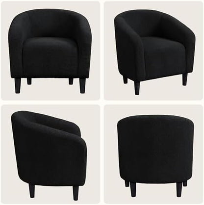 Yaheetech Compact Sherpa Accent Chairs Set of 2 for Small Spaces, Black