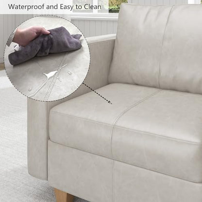 EASE MOOSE Leather Sectional L Shaped Sofa with Storage Ottomans, Whitesand | Faux Leather Modular Sectional sofa with Storage, Material Scratch Resistant ,Freely combinable,Convertible sofa bed