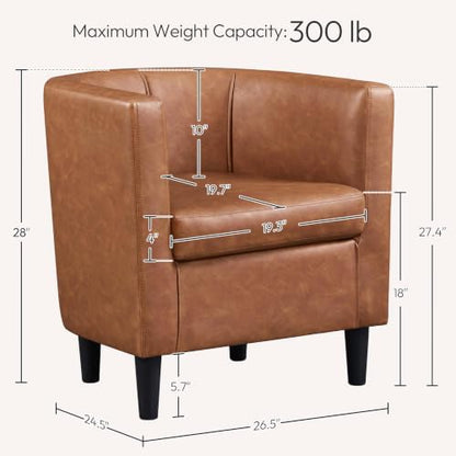 Yaheetech Barrel Accent Chairs Set of 2, Modern Armchairs, Brown