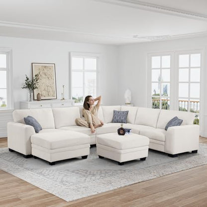 Legend Vansen Oversized Modular Sectional Sofa,U/L-Shaped Corduroy Couch with Ottoman,Deep Seat & Removable Cushion,Easy Assembly for Living Room Apartment